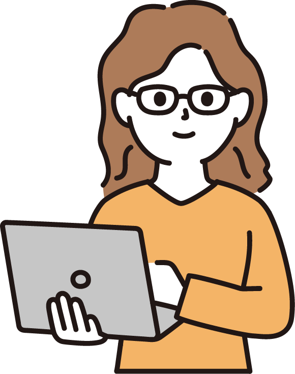 パソコンを持つ女性のイラスト
